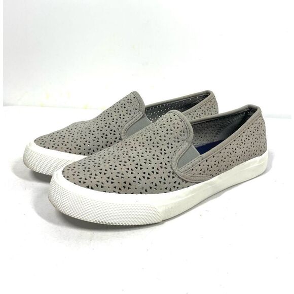 Sperry Top Sider Gray Seaside Perforated Casual Slip On Flats Loafer Women 7.5 - Picture 3 of 6